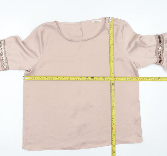River Island Women Pink Size 12 Bell Sleeve Tunic Blouse