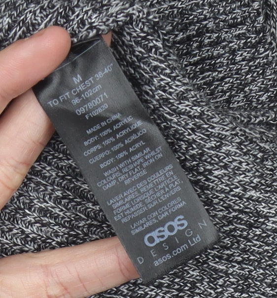 ASOS Men’s Grey Mock Neck Pullover Jumper Size M Acrylic Knit
