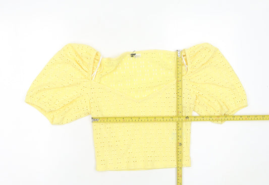 Womens UK Size 14 H&M Yellow Cropped Blouse