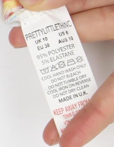 PrettyLittleThing Womens Multicoloured Floral Cropped T-Shirt Size 10