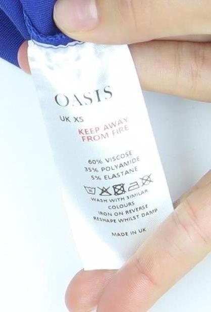 Oasis Women Blue XS Short Pencil Skirt High Waist Jersey Stretch