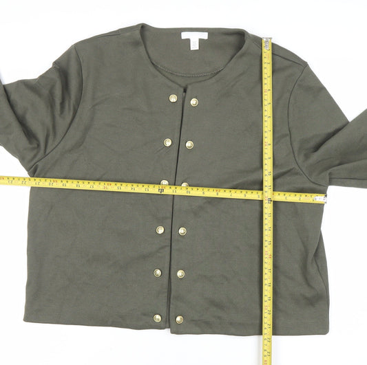 H&M Women's Green Crew Neck Button Cardigan XL Long Sleeve Knit