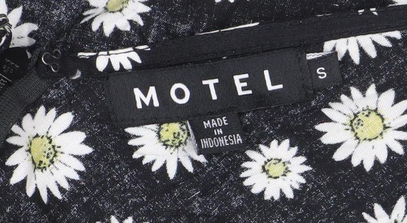 Motel Womens Black Floral Daisy Mini Slip Dress Size S