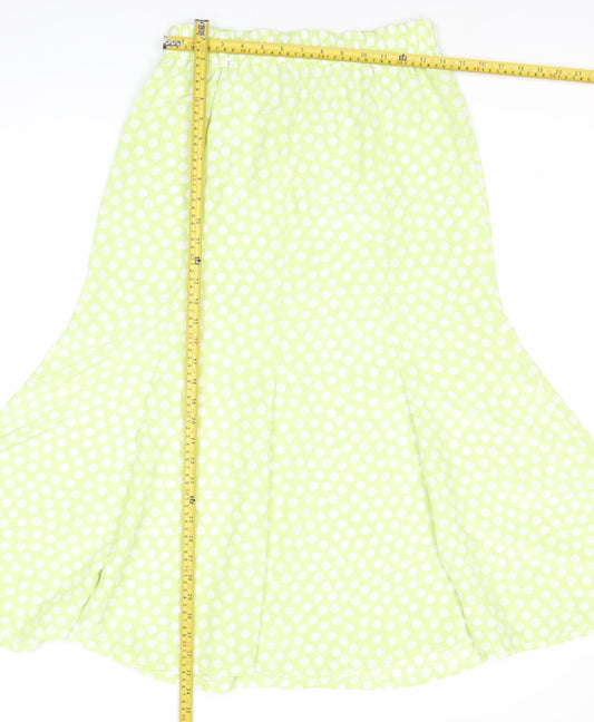 Jacques Vert Women’s Green Polka Dot Midi Flare Skirt Size 12