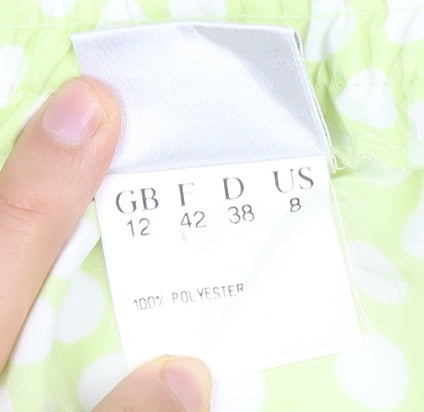 Jacques Vert Women’s Green Polka Dot Midi Flare Skirt Size 12