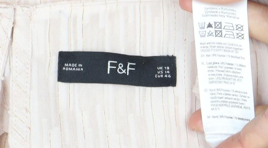 F&F Women’s Beige Ruffle Sleeveless Tunic Blouse Size 10