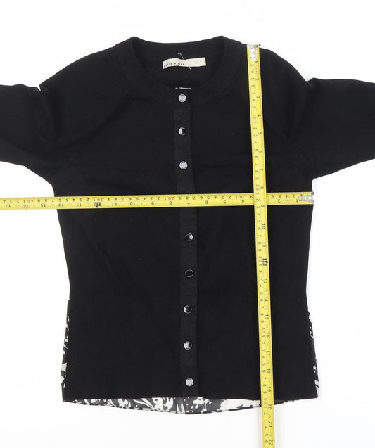 Karen Millen Women’s Black L Floral Panel Button Cardigan