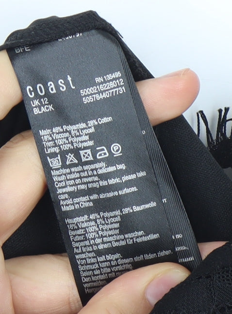 Coast Women Black Lace Pencil Skirt UK 12 Knee Length Formal Party