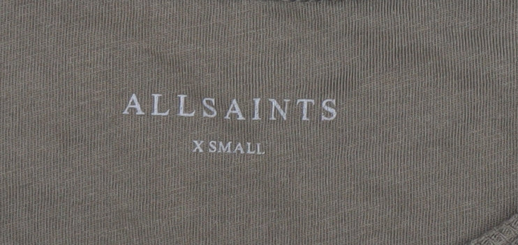AllSaints Mens Green XS Crew Neck Cotton Pullover Jumper