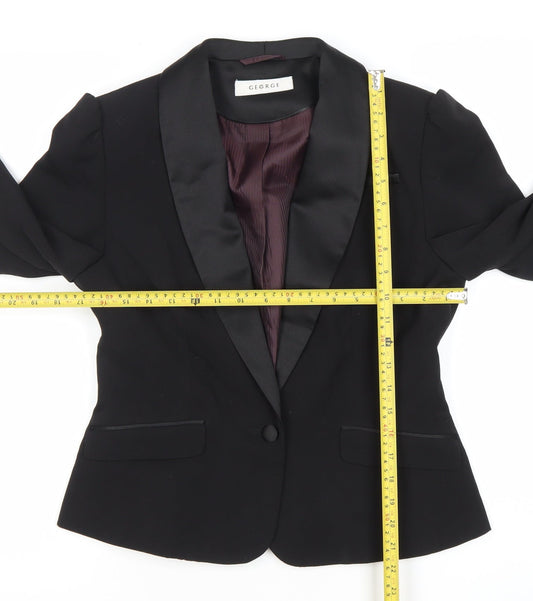 George Women’s Black Shawl Lapel Tuxedo Blazer UK 12 Regular