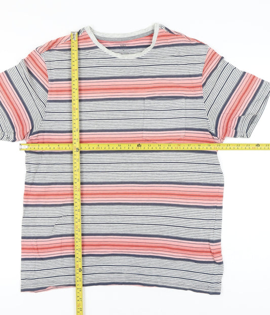 Marks and Spencer Men's Multicoloured Stripe T-Shirt Size M