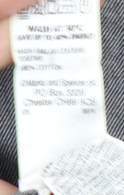Marks and Spencer Men’s Grey Cotton XL 44-46" Casual Button-Up Shirt