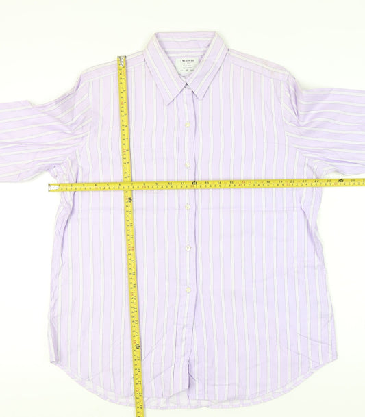 T.M.Lewin Men’s Purple Striped 18 Long Sleeve Cotton Dress Shirt