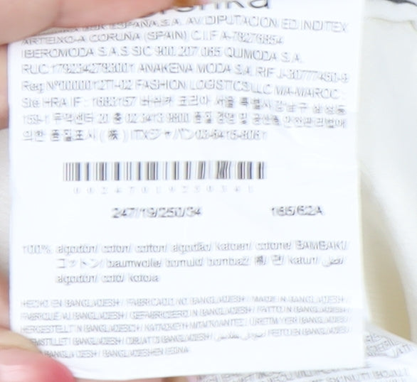 Bershka Women Ivory Cargo Jeans Size 6 Straight Fit Denim