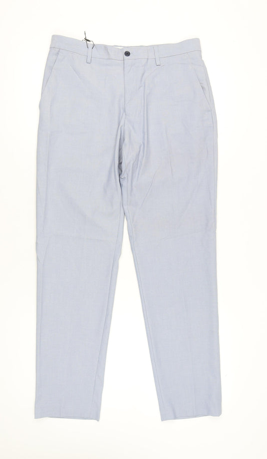Womens UK Size 12 Zara Regular Fit Chino Blue Trousers
