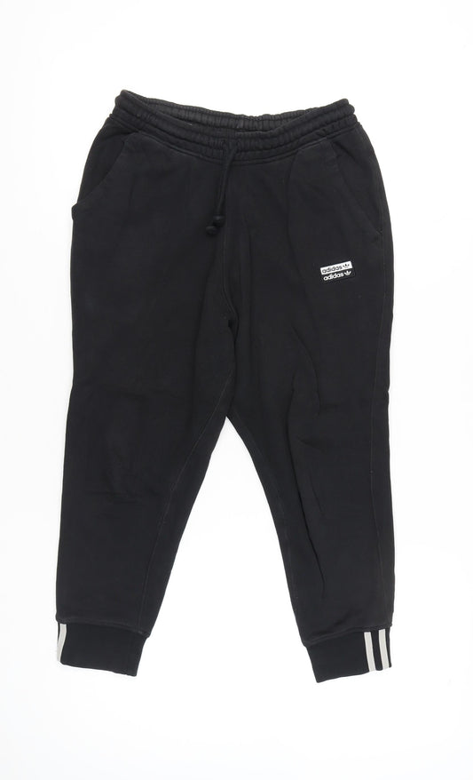 Additional front view of Adidas women’s black jogger sweatpants, size UK 8, cotton blend activewear