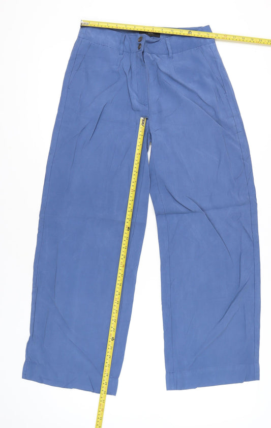 Next Womens Blue Wide Leg Trousers Size 10 Regular Viscose Blend