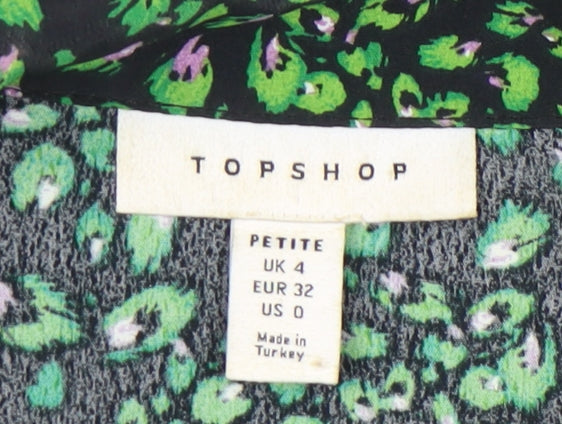 Womens UK Size 4 Topshop Green Tunic Blouse