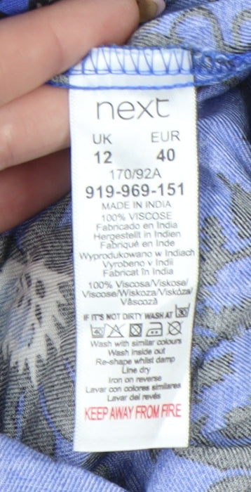 Next Women’s Blue Floral Midi Shirt Dress Size 12 High Neck