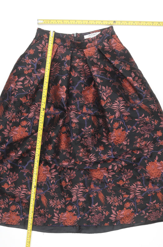 L.K. Bennett Women’s Black Multi Floral A-Line Midi Skirt UK 6