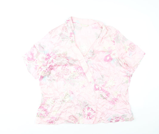 Womens UK Size 20 Marks and Spencer Pink Wrap Blouse