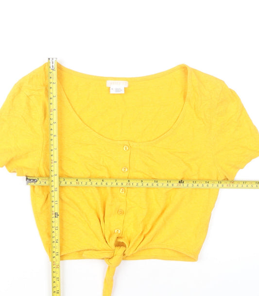 Womens UK Size S Cooperative Yellow Cropped T-Shirt