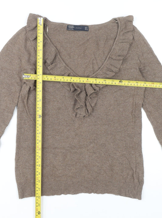 Womens UK Size 8 Zara Brown Pullover Jumper