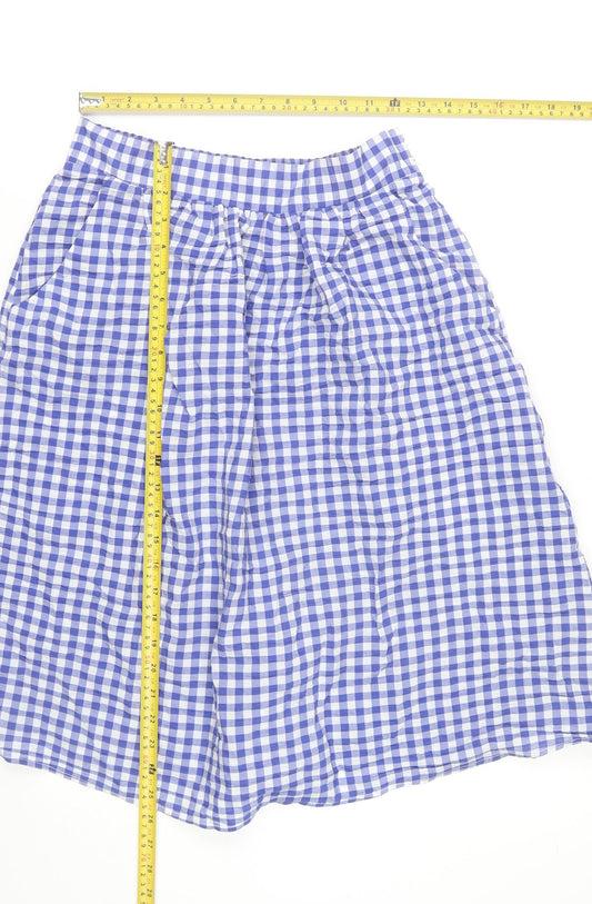 Tu Women’s Blue Check A-Line Knee Length Skirt Size 10