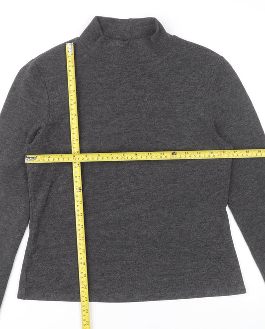 Oasis Womens Grey Mock Neck Long Sleeve Knit Top Size M