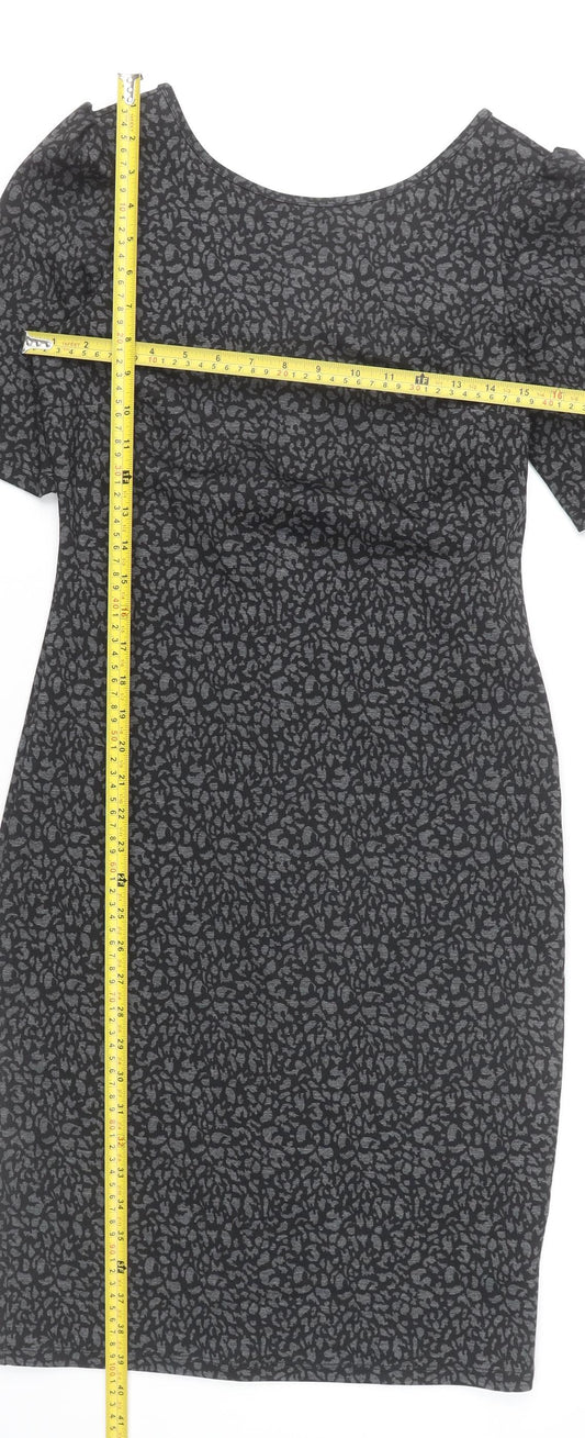 Dorothy Perkins Women Grey Animal Print Sheath Dress Size 10