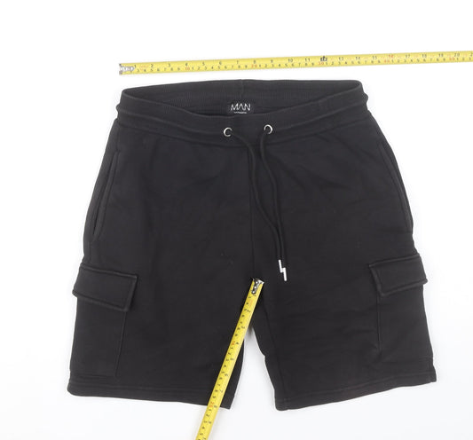 boohooMAN Men’s Black Cargo Shorts Size S Regular Fit