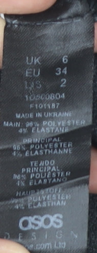 ASOS Design Women’s Black Polka Dot Shift Dress Size 6 Long Sleeve V-Neck