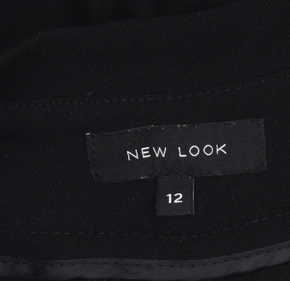 New Look Womens Black Size 12 Cropped Wide Leg Belted Trousers