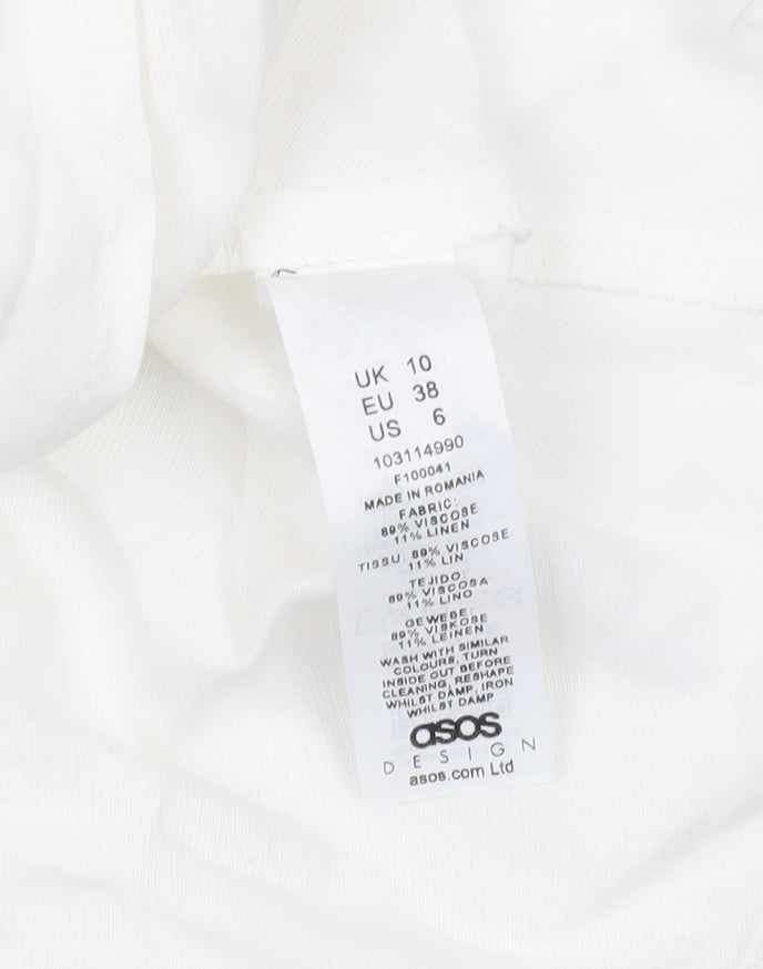 ASOS Women’s White Viscose Linen Mini Slip Dress Size 10