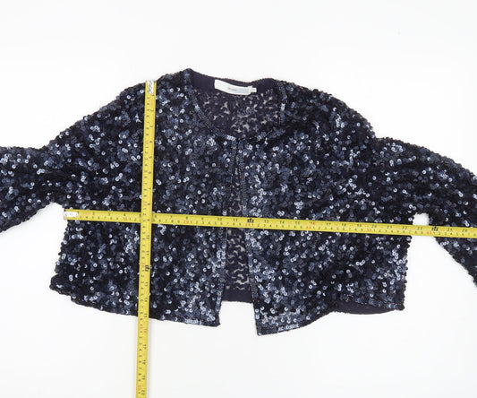 John Lewis Women’s Blue Sequin Cape Jacket Size 12 Partywear