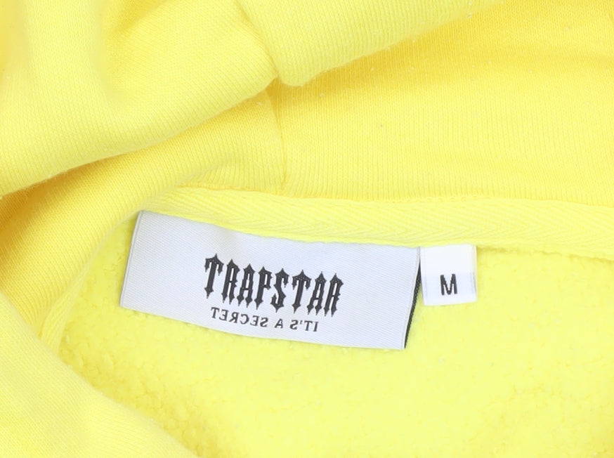 Trapstar Men’s Yellow Pullover Hoodie Medium Graphic Logo Urban Streetwear