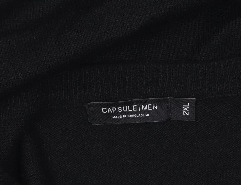 Capsule Men’s Black 2XL V-Neck Pullover Jumper Knitwear