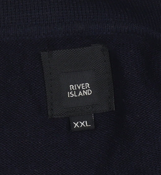 River Island Men’s Blue 2XL Collared Pullover Jumper Long Sleeve