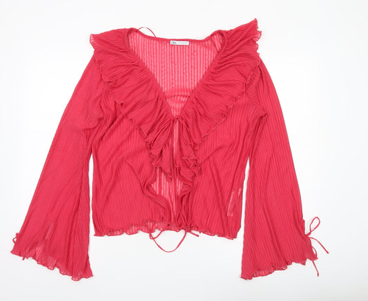 Womens UK Size L Zara Red Wrap Blouse