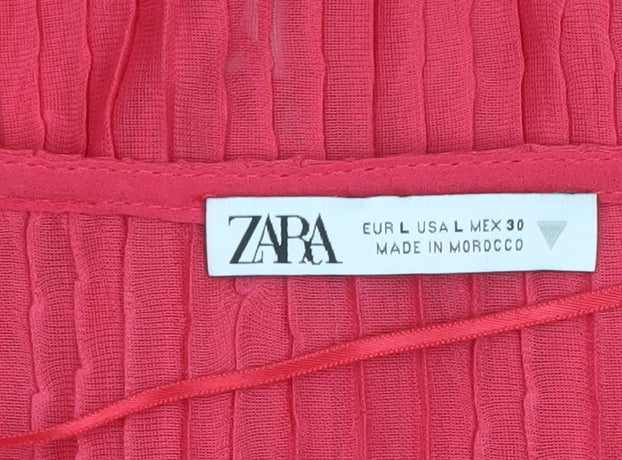 Womens UK Size L Zara Red Wrap Blouse