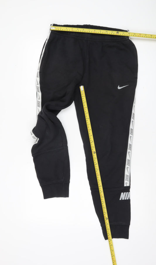 Nike Men's Black Joggers Size S Cotton Blend Tapered Sweatpants