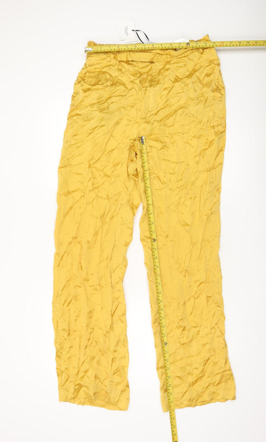 Womens UK Size L Zara Relaxed Fit CasualTravelParty/Cocktail Yellow Trousers