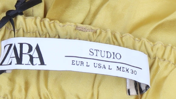 Womens UK Size L Zara Relaxed Fit CasualTravelParty/Cocktail Yellow Trousers