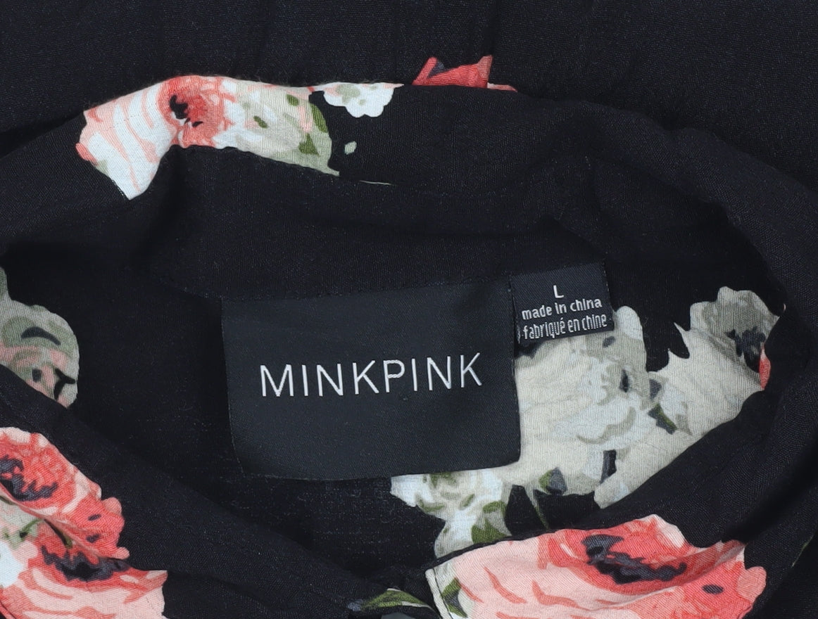 Womens UK Size L MINKPINK Black Classic Button-Up