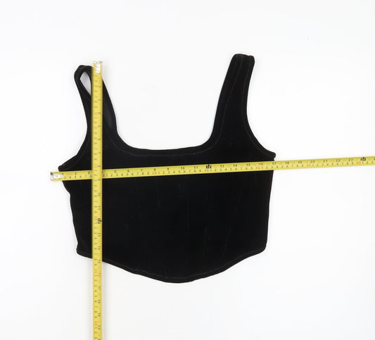 Primark Women’s Black Velvet Cropped Tank Top Size 12 Partywear
