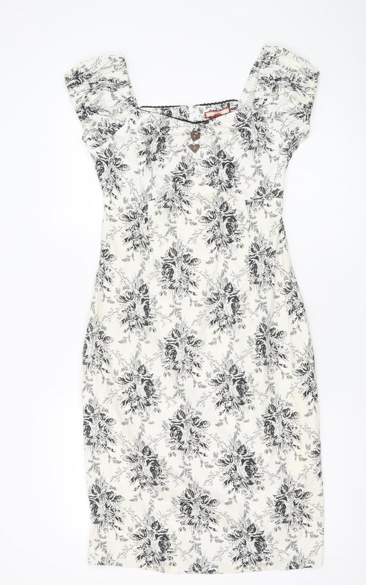 Additional front view of Joe Browns Women’s White Floral Sheath Dress, size UK 10