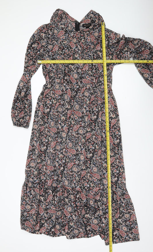 QED London Women’s Multicoloured Paisley Midi A-Line Dress Size 10