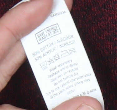 Topman Men's Red Black Crew Neck Pullover Jumper Size M