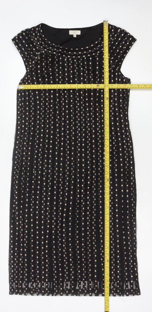 CC Womens Black Polka Dot Shift Dress Size 14 Knee Length