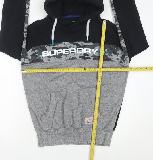 Superdry Men's Black Grey Camouflage Pullover Hoodie Size S
